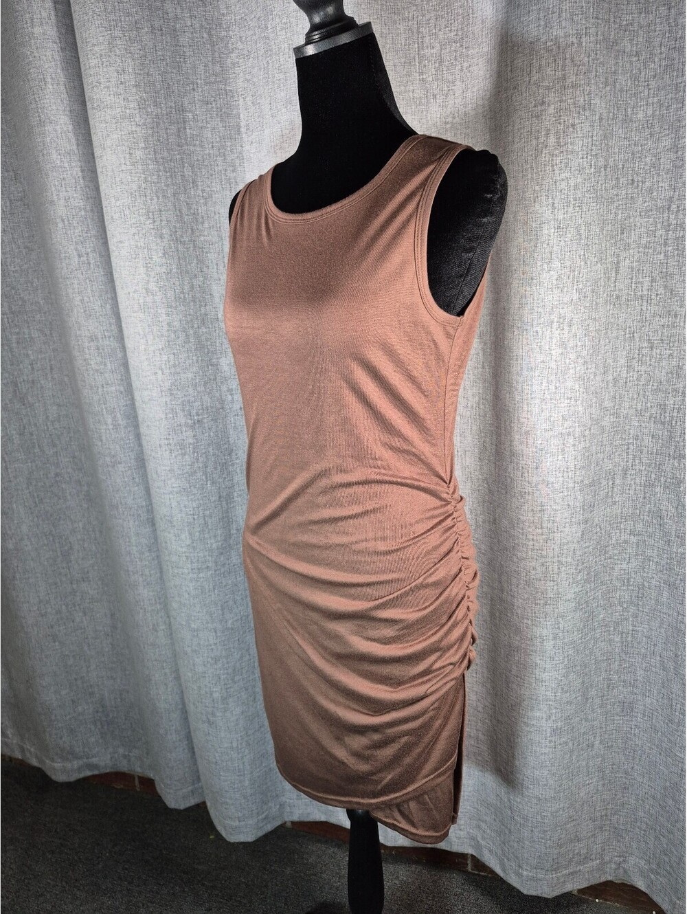 BTFBM Brown Ruched Bodycon Mini Dress Size S Sleeveless NWT